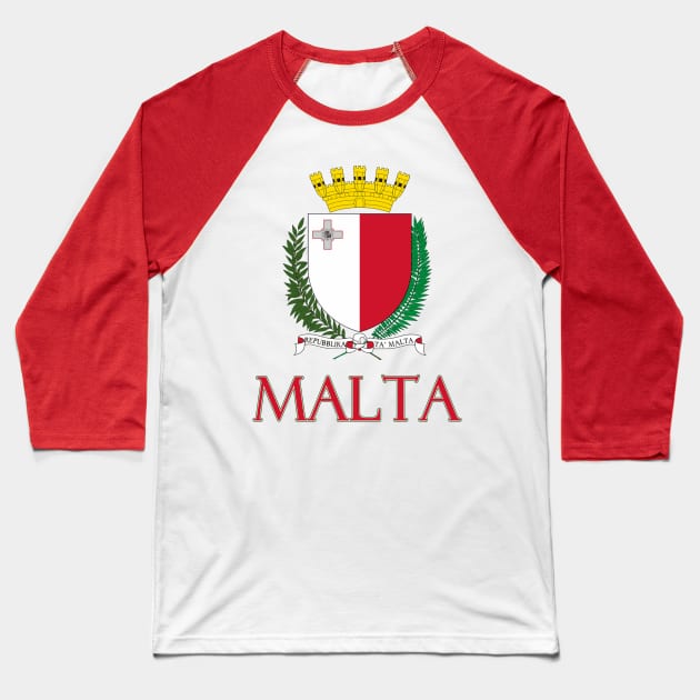 Malta - Coat of Arms Design Baseball T-Shirt by Naves